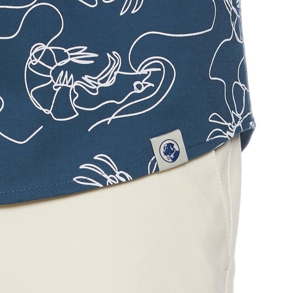 Southern Proper Mens Blue and White Short Sleeve Crab Button Down Size Large - Picture 10 of 10